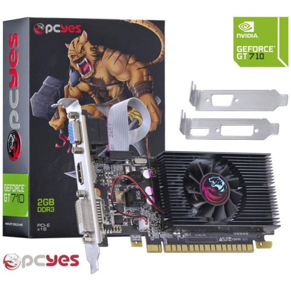 Placa de Vídeo GPU 2Gb GT710 DDR3 64Bits Pcyes
