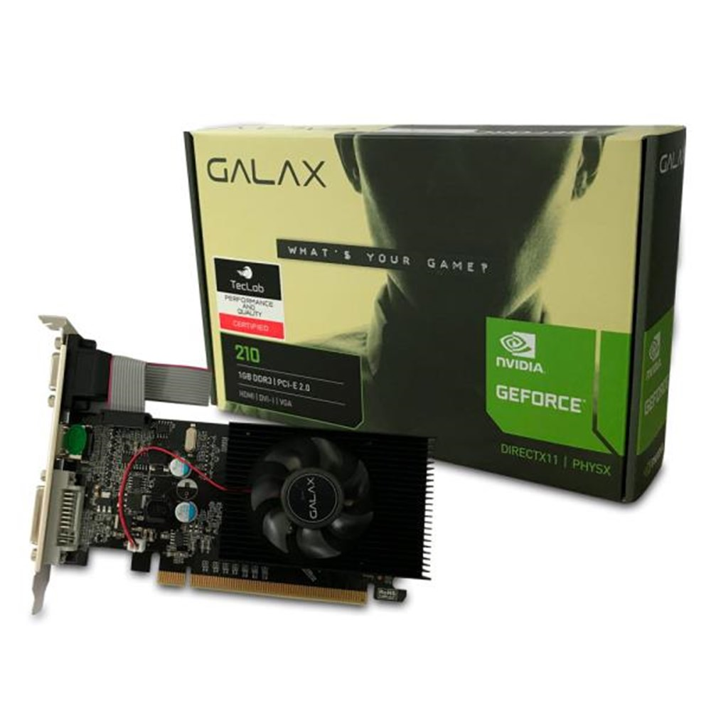 Placa de Vídeo GPU 1Gb GT210 DDR3 64Bits Galax
