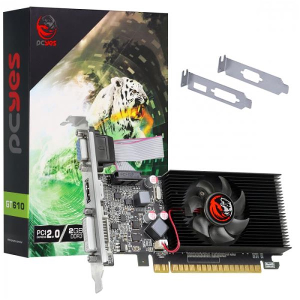 Placa de Vídeo GPU 2Gb GT610 DDR3 64Bits Pcyes